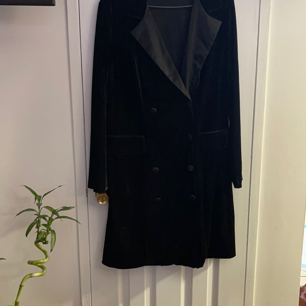 Velvet and silk black tuxedo style dress